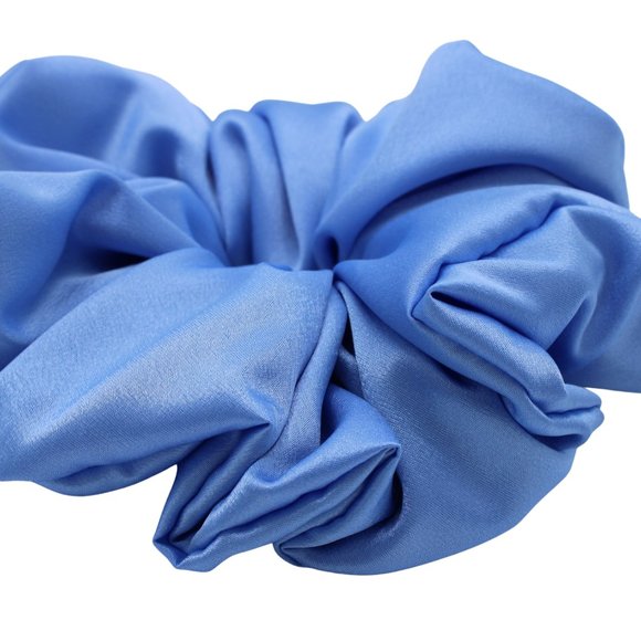 XX Large Blue Satin Hair Scrunchie, Sea Glass Blue Satin Hair Scrunchie - Picture 3 of 3